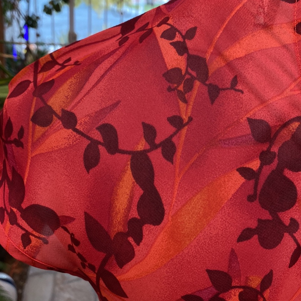 🧡🔻🧡ASIAN SEMI-SHEER RED-ORANGE IN COLOR STYLE DRESS🧡🔻🧡 - Picture 6 of 6